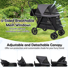 Dog Stroller for Medium Small Senior Elderly Dogs with Dual Entry-Black