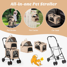 Double Pet Stroller Foldable 3-in-1 Dog Stroller with 2 Detachable Carriers