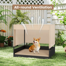 Elevated Wicker Dog House for Small to Medium Breeds-Black