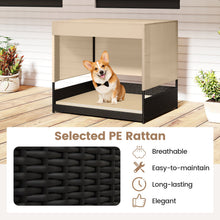 Elevated Wicker Dog House for Small to Medium Breeds-Black