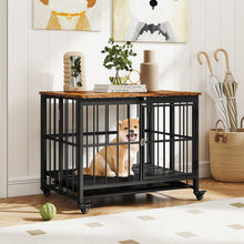 Foldable Dog Crate Furniture with Removable Tray and Lockable Door