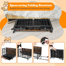 Foldable Dog Crate Furniture with Removable Tray and Lockable Door