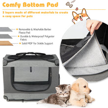 Portable Folding Dog Soft Crate Cat Carrier with 4 Lockable Wheels
