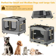 Portable Folding Dog Soft Crate Cat Carrier with 4 Lockable Wheels