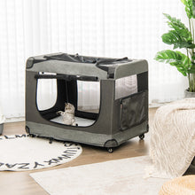 Portable Folding Dog Soft Crate Cat Carrier with 4 Lockable Wheels