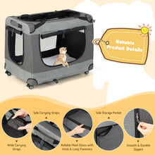 Portable Folding Dog Soft Crate Cat Carrier with 4 Lockable Wheels