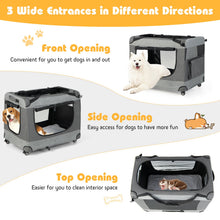 Portable Folding Dog Soft Crate Cat Carrier with 4 Lockable Wheels