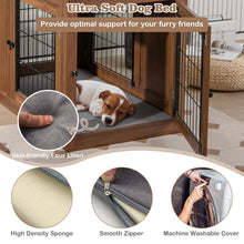 Furniture Dog Crate with Cushion and Double Doors-Walnut