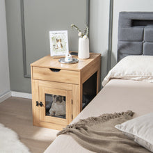 Furniture Style Dog Kennel with Drawer and Removable Dog Bed-Natrual