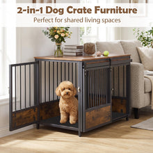 Dog Crate Furniture with Sliding Barn Door and Mat