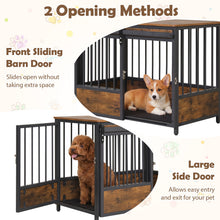Dog Crate Furniture with Sliding Barn Door and Mat