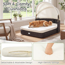 Rattan Pet Daybed with Adjustable Canopy for Small & Medium Dogs