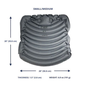 top view image of a small and medium inflatable dog bed with it's dimension