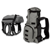 side and back view image of a grey dog backpack harness