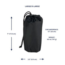 side view image of a cloth bag for inflatable dog bed with dimensions