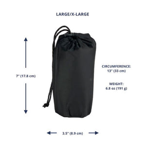 side view image of a cloth bag for inflatable dog bed with dimensions