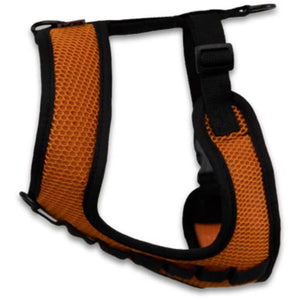 side view image of an orange dog harness