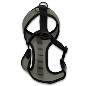 top view image of a grey dog harness