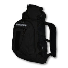 side view image of a black dog backpack carrier with side pockets
