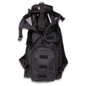 front image of a black dog harness carrier with side pockets 