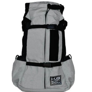 a front view image of a dog backpack carrier with side pockets