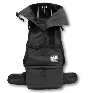 front view image of an open dog backpack carrier with side pockets