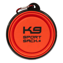 close up top view image of a red k9 dog saucer bowl
