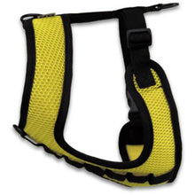 side view image of a yellow dog harness