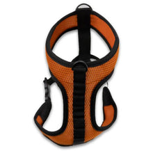 front image of an orange dog harness