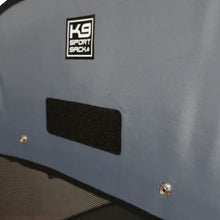 close up image of the side of the blue pop up tent