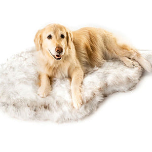 Paw Brands PupRug™ Faux Fur Orthopedic Dog Bed, Curve White