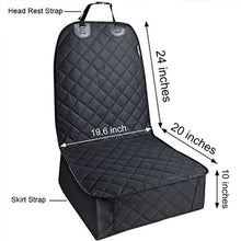 An image of a dog car seat with dimensions 