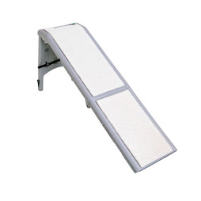 A close up view of a grey colored dog ramp