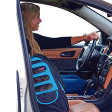 a close up image of a lady in black driving a care next to her dog in a -in-1 Pet Carrier [Backpack/Tote/Roller Bag/Carrier/Car Seat