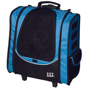 A close up image of a -in-1 Pet Carrier [Backpack/Tote/Roller Bag/Carrier/Car Seat Ocean Blue