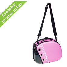 full view image of a pink dog sling carrier 