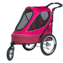 a red colored sailboat pet stroller facing left 