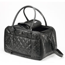 full view image of a black lux carrier with one of the top lids opened 