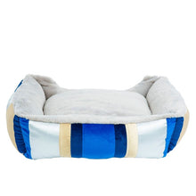 back view image of a blue dog bed 
