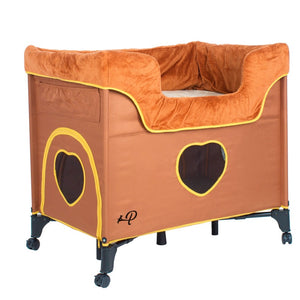 side image of a Brown Lounge Dog Bed, Lion's Den facing right