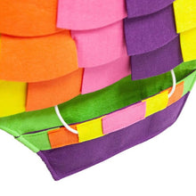 a close up image of a tropical colored puzzle pad arranged like a hot air balloon 