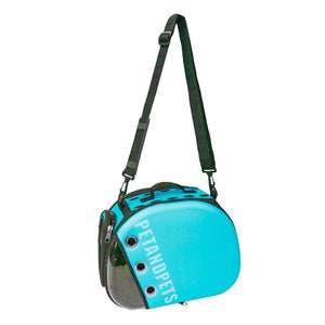 full  view image of a mint colored pet sling carrier