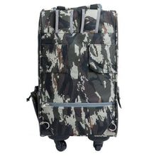 full back view image of an army camo dog carrier