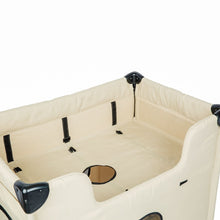 top view image of a cream bedside dog lounge 