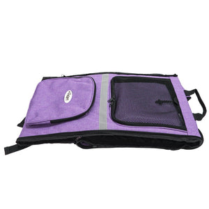 a flattened image of an orchid backpack dog carrier