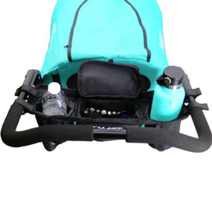 top view image of a Universal Portable Stroller Organizer Tray with water bottles inside it 