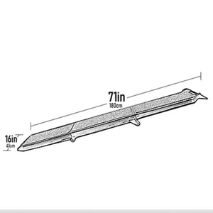 a sketch of the dimension of the Pet Gear Travel Lite Tri-Fold Ramp while fully extended