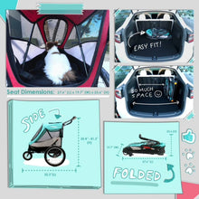 picture collage of how portable and easy you can carry the dog stroller for you travel