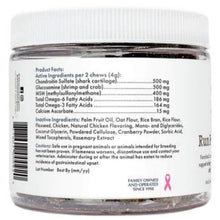 back picture of Wholistic Pet Organics , Hip & joint Soft Chew (FORMERLY RUN FREE™) containing product facts and ingredients