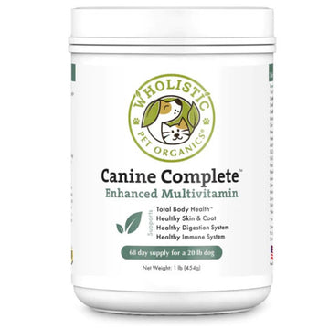 Front image of the Canine Complete Enhanced Multivitamins 454g bottle 